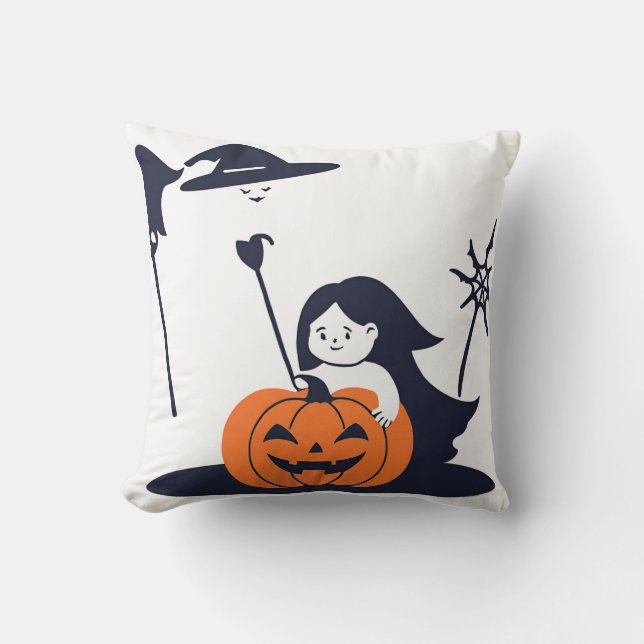 Pumpkin Text Baby's First Halloween Mum Silhouette Cushion (Front)