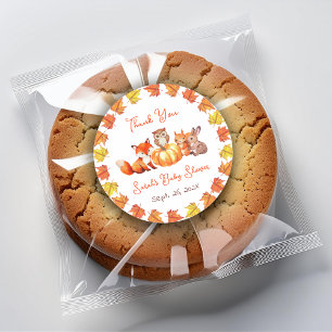 Pumpkin Thank You Baby Shower Fall Leaves Animals  Classic Round Sticker