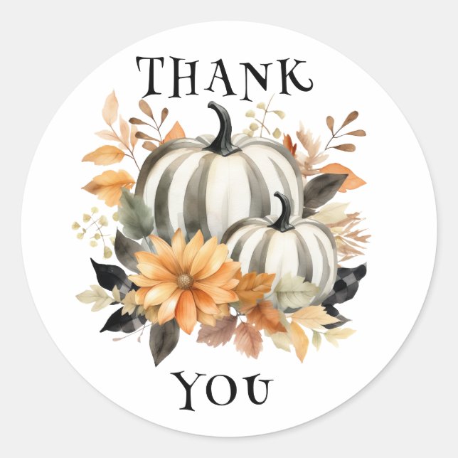 Pumpkin Thank You Stickers (Front)