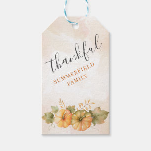 Pumpkin Thankful Family Fall Thanksgiving Gift Tags