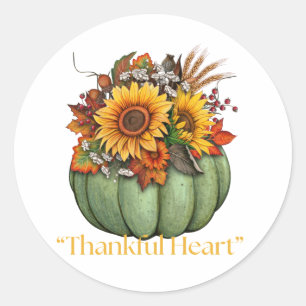 Pumpkin Thankful Heart Classic Round Sticker