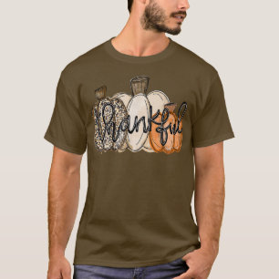 Pumpkin Thankful Leopard Fall Autumn Thanksgiving T-Shirt