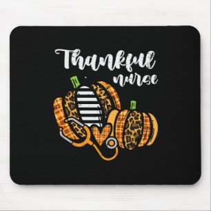 Pumpkin Thankful Nurse Thanksgiving Scrub Top Fall Mouse Mat