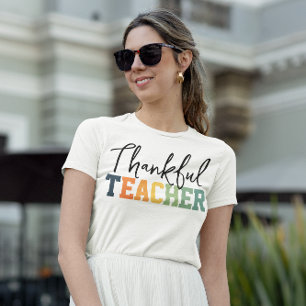 Pumpkin Thankful Teacher Shirt, Fall Vibes Teacher T-Shirt