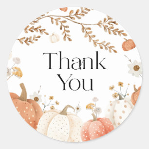 Pumpkin Thanksgiving Baby Shower Thank You Classic Round Sticker