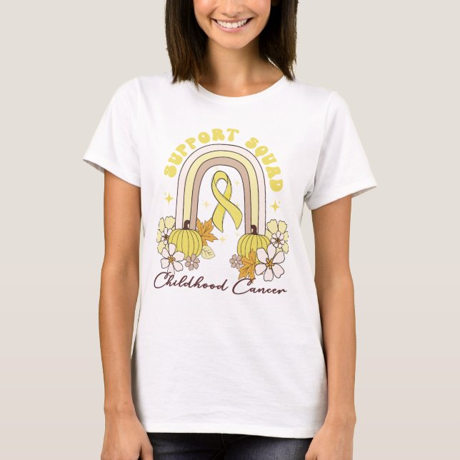  pumpkin Thanksgiving childhood cancer Awareness T-Shirt (Front)
