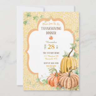 Pumpkin Thanksgiving Dinner Butternut Sage Invitation