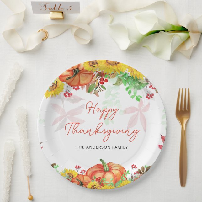 Pumpkin Thanksgiving Paper Plate (Wedding)
