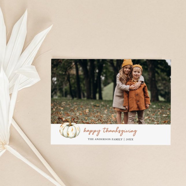 Pumpkin Thanksgiving Photo  Holiday Card (Creator Uploaded)
