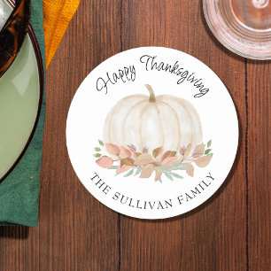 Pumpkin Thanksgiving Round Paper Coaster