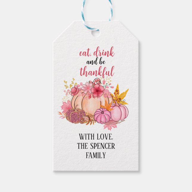 Pumpkin Thanksgiving Thank You Tag (Front)