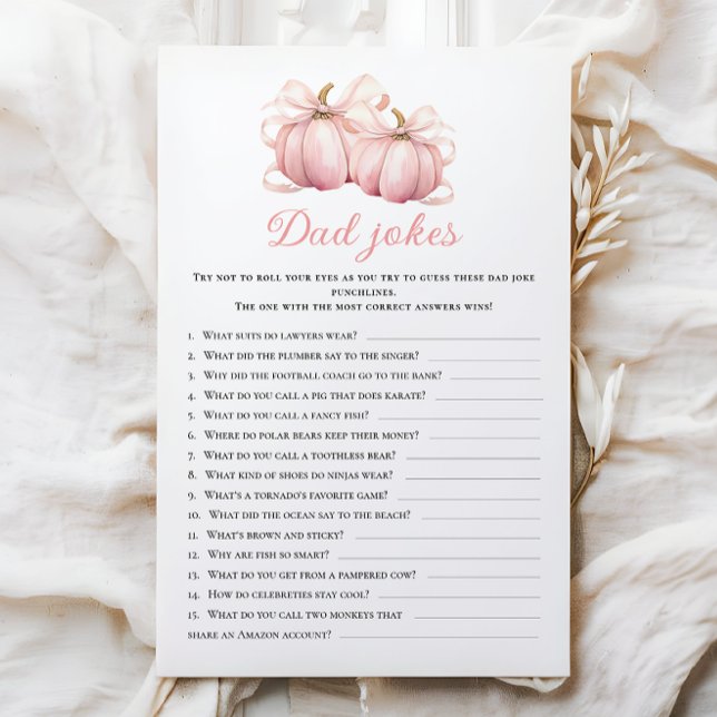 Pumpkin Theme Baby Shower Dad Jokes Activity Games (Creator Uploaded)