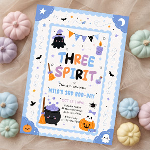 Pumpkin Three or Spirit Halloween Birthday Party Invitation
