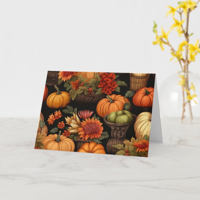 Pumpkin Time, Colours of Autumn, Card (Yellow Flower)