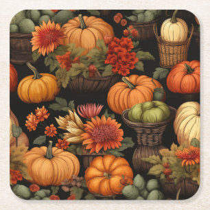 Pumpkin Time, Colours of Autumn, Square Paper Coaster
