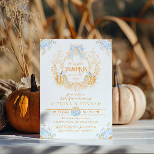 Pumpkin Toile Crest Elegant Boy Baby Shower Invitation