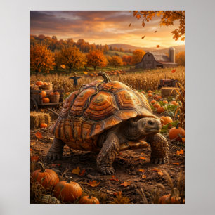 Pumpkin Tortoise Harvest Poster