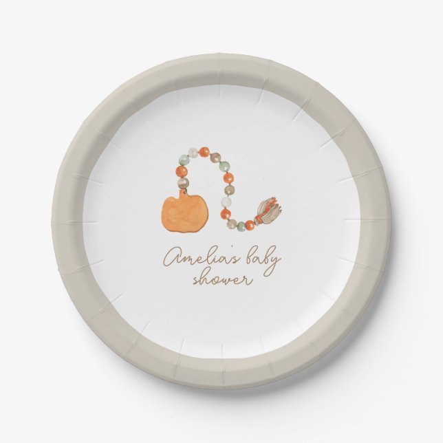 Pumpkin Toy Baby Shower Custom Paper Plate (Front)