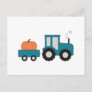 Pumpkin Tractor Postcard