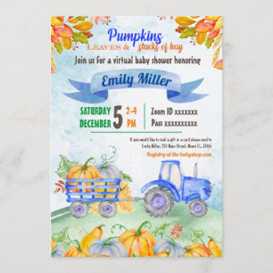 Pumpkin Tractor Virtual Baby Shower Invitation