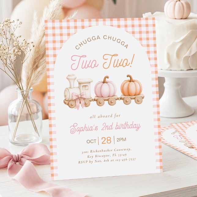 Pumpkin Train 2nd Birthday Invitation (Creator Uploaded)