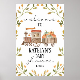 Pumpkin Train Baby Shower Welcome Sign