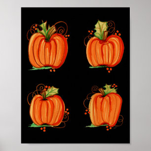 Pumpkin Treat Halloween Orange Fall Handpainted Au Poster