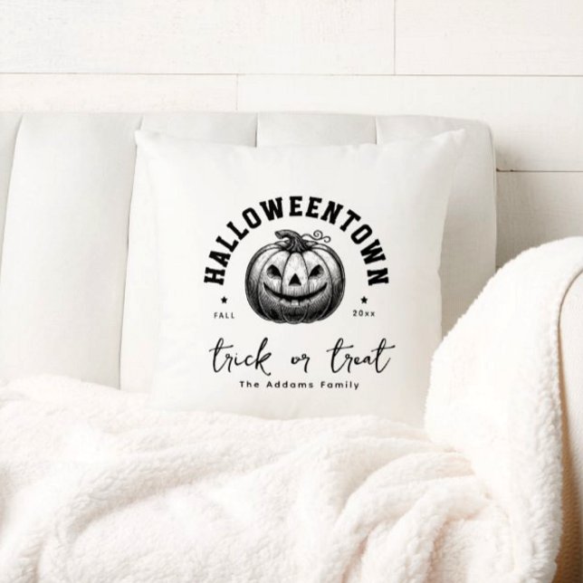 Pumpkin Trick or Treat Black and White Halloween  Cushion (Creator Uploaded)