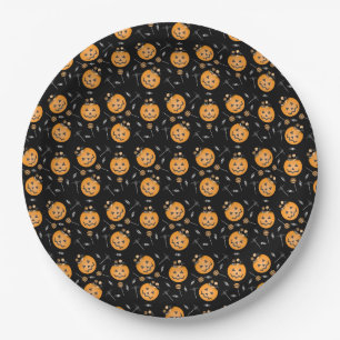 Pumpkin Trick Or Treat Bucket Halloween Candy Paper Plate