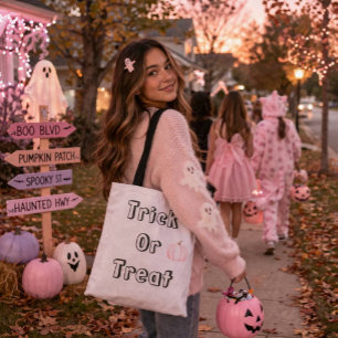 Pumpkin trick or treat tote bag