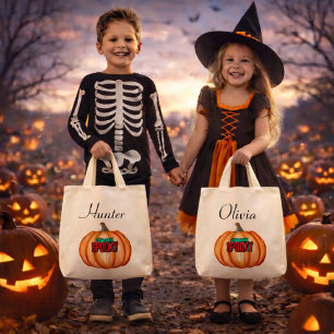 PUMPKIN TRICK OR TREAT TOTE BAG FOR HALLOWEEN