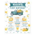 Pumpkin Truck 1st Birthday Milestone Poster