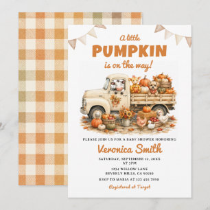Pumpkin Truck Animal Baby Shower Invitation