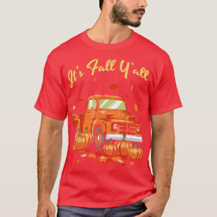 Pumpkin Truck Autumn Leaves Fall Season Squash for T-Shirt