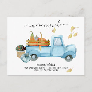 Pumpkin Truck Autumn   Moving Announcement Postcard