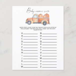 Pumpkin truck - Baby name race game
