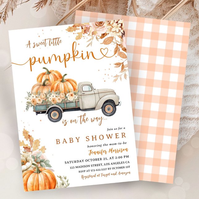 Pumpkin Truck Baby Shower Fall Gender Neutral Invitation (Creator Uploaded)