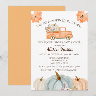 Pumpkin Truck Baby Shower Invitation