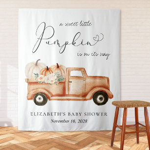 Pumpkin Truck Baby Shower Photo Backdrop Tapestry