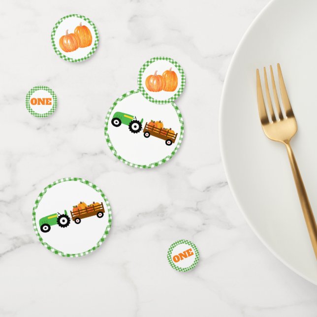 Pumpkin Truck Birthday Confetti - Green Tractor (Group)