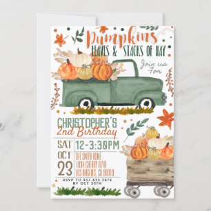 Pumpkin Truck Birthday Invitation