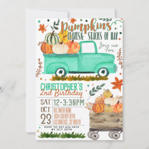 Pumpkin Truck Birthday Invitation