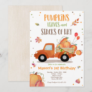 Pumpkin Truck Birthday Party Fall Pumpkin Birthday Invitation