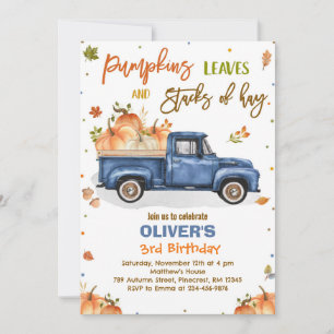 Pumpkin Truck Birthday Party Fall Pumpkin Birthday Invitation