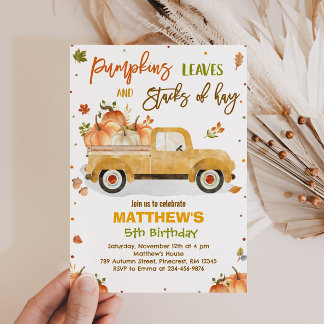 Pumpkin Truck Birthday Party Fall Pumpkin Birthday Invitation