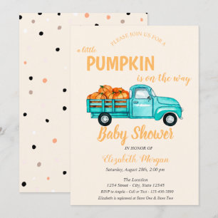 Pumpkin Truck ,Dots Baby Shower Invitation