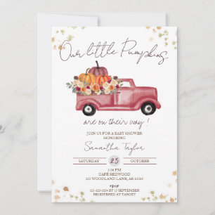 Pumpkin Truck, Fall Baby Shower, Babies, Twins Invitation