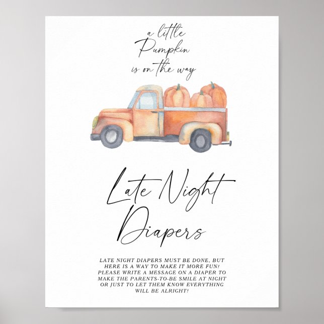 Pumpkin truck fall Late night diapers game Poster (Front)