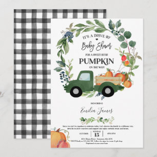 Pumpkin Truck Gender Neutral Fall Baby Shower Invitation