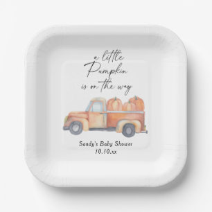 Pumpkin truck - Little pumpkin is on the way Paper Plate